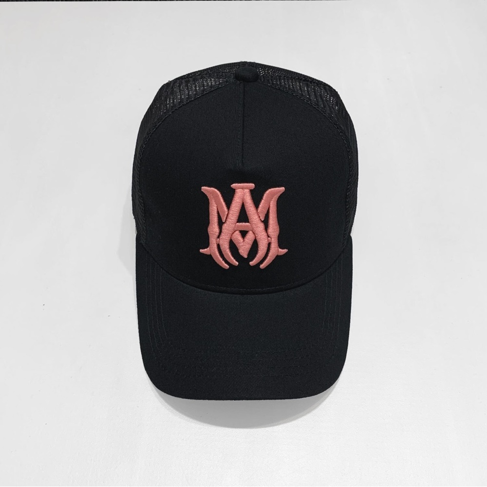 AMIRI Black Cap with Pink Emblem